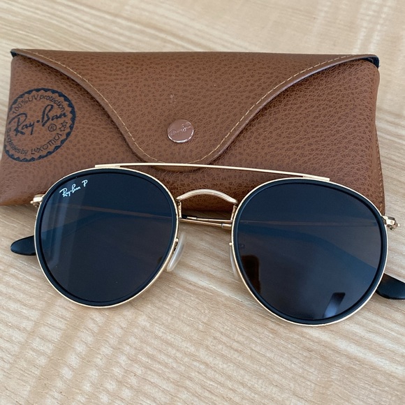 Ray Ban Polarized Round Double Bridge Sunglasses - Picture 5 of 7